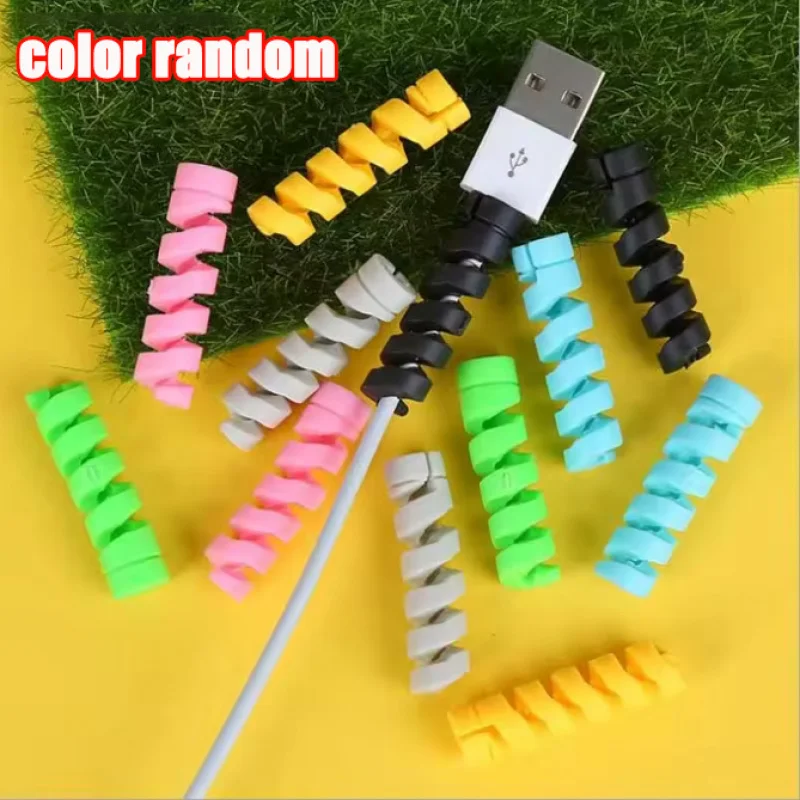 5/10/20/50pcs Cable Protector Silicon Data Cable Spiral Winder Wire Cord Organizer Cover For iPhone Phone USB Charger Cable Cord