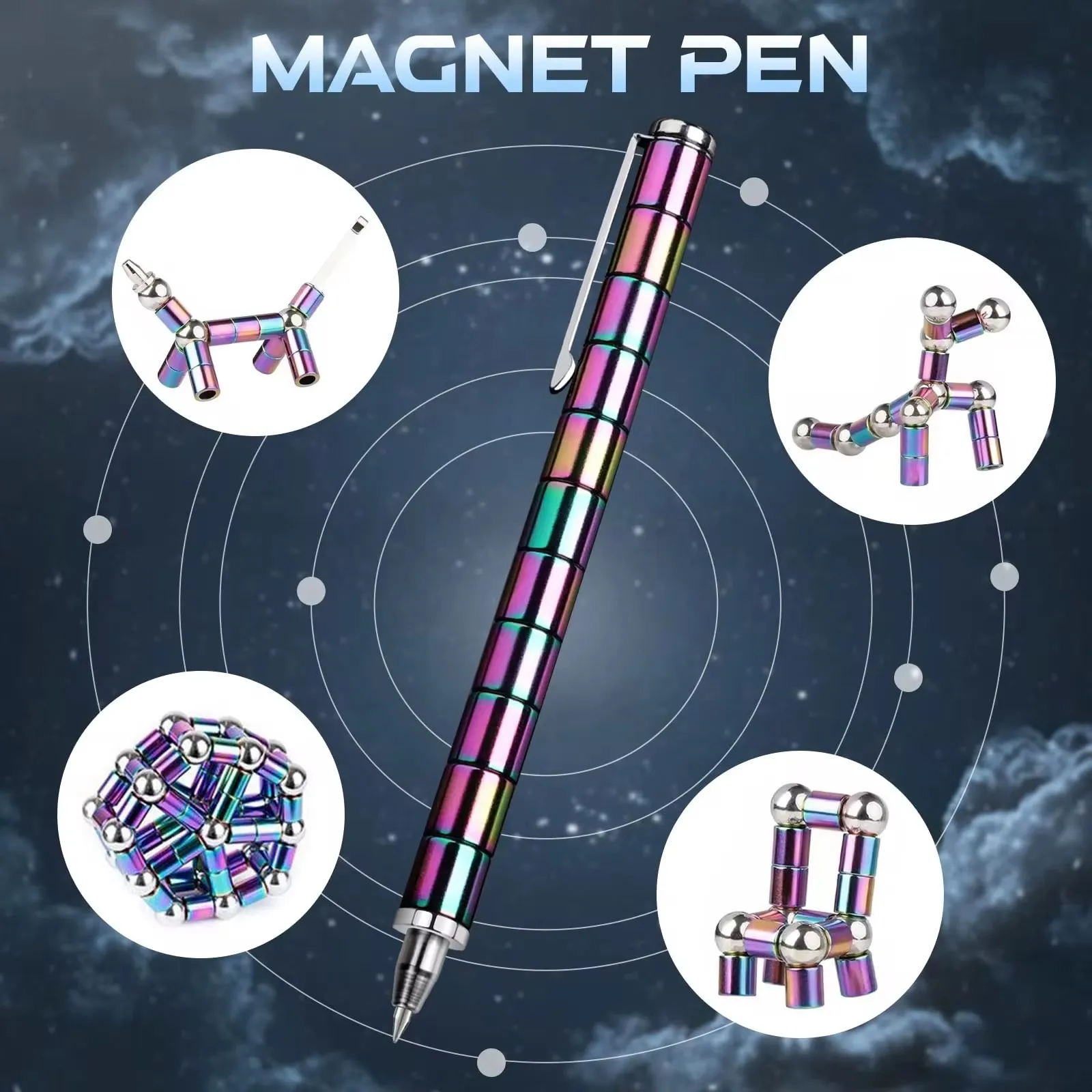 Fidgeting Magnetic Toy Pen, Magnetic Metal Stress Reduction Pen Desk Toy Multifunctional Deformable Writing Pen Children Adult G