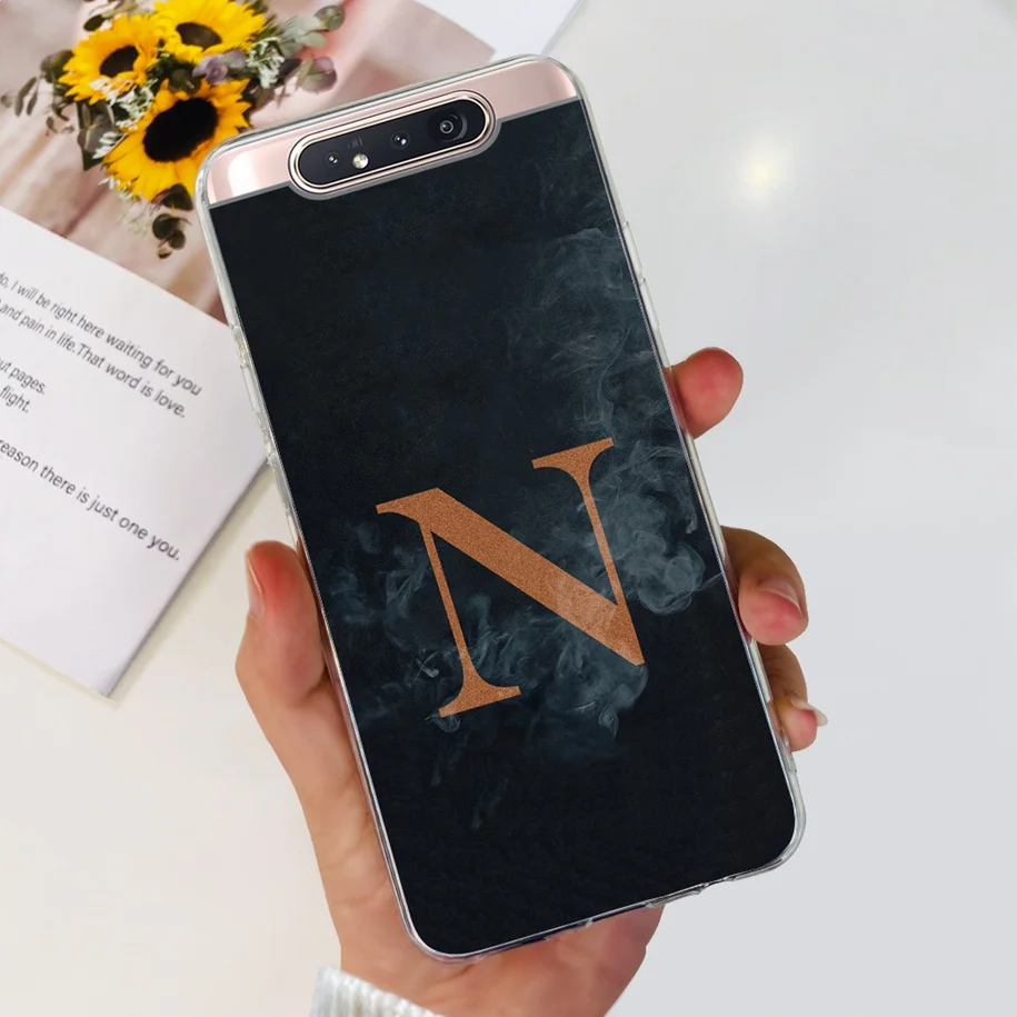 For Samsung A80 Case 2019 Cute Letters Soft Clear TPU Silicone Slim Back Cover For Samsung Galaxy A80 A 80 Funda SM-A805F Bumper