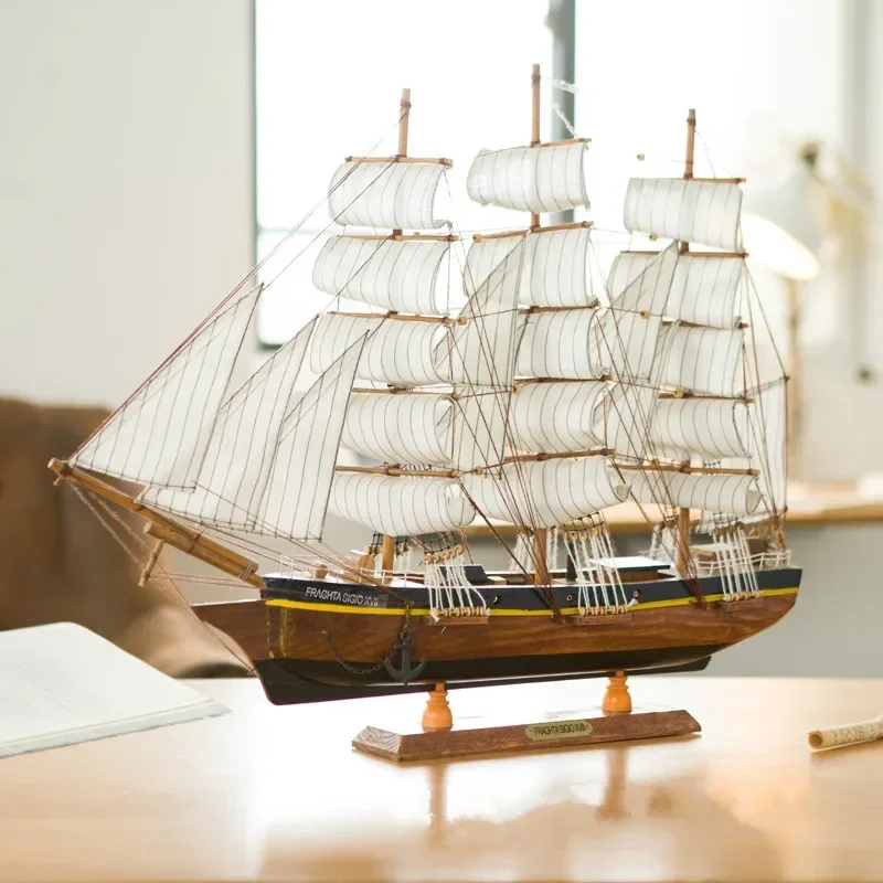 

[ Assembled ] 60cm Large 3D Wooden Sailboat Model Craft Toys Sailing Boat Ship model collect home decor New Hose Gift to friend