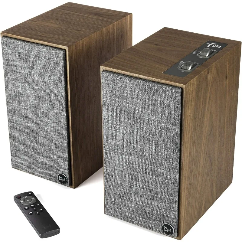 Powered Bookshelf Speakers with HDMI-ARC, Walnut