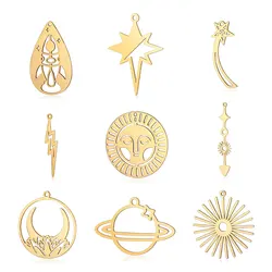 10pcs/lot Stainless Steel Lightning DIY Jewelry Charms Wholesale Star Planet Necklace Making Pendant Never Fade Top Quality