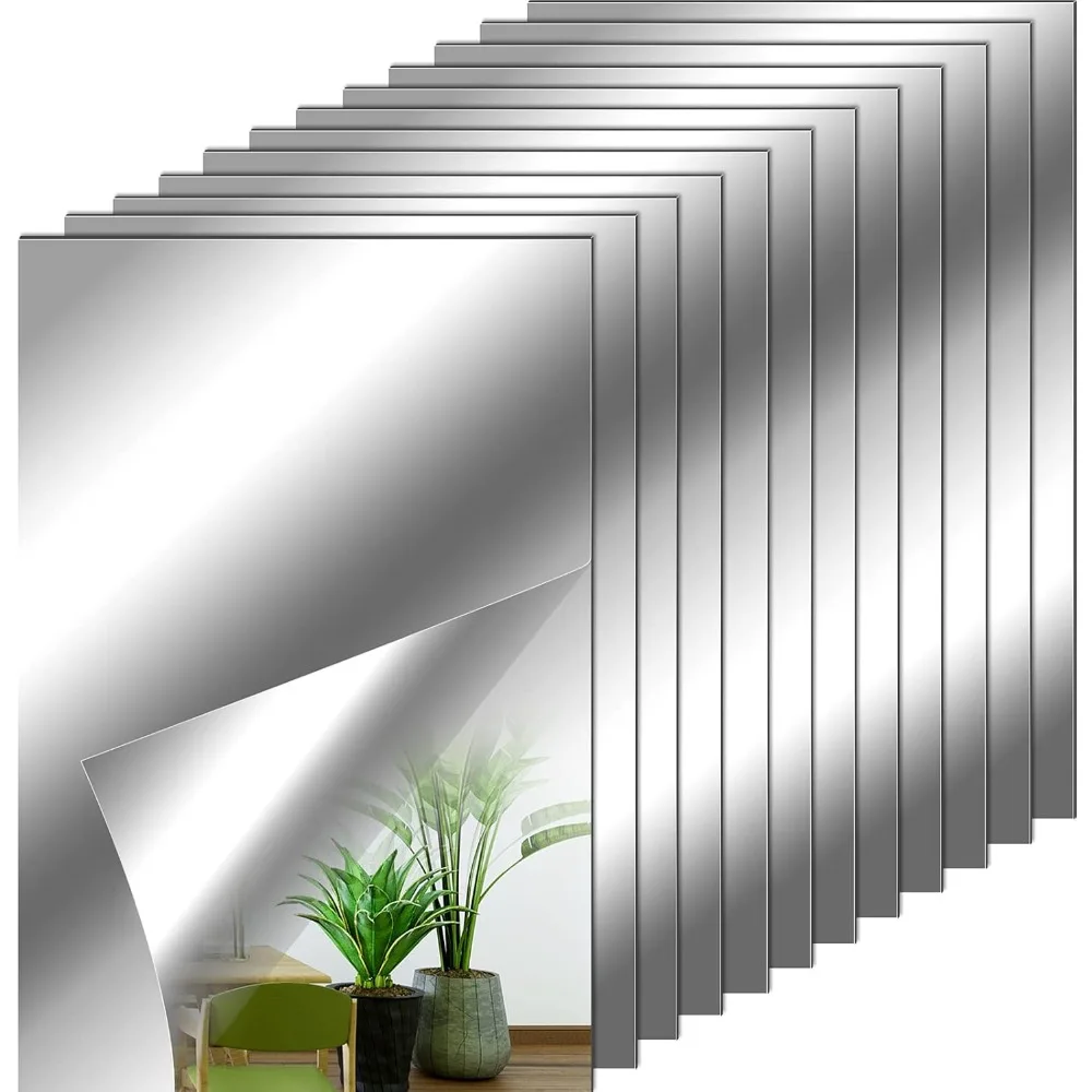 

12 pieces of self-adhesive acrylic wall mirror bricks, flexible small mirror wall stickers, non glass non shattering