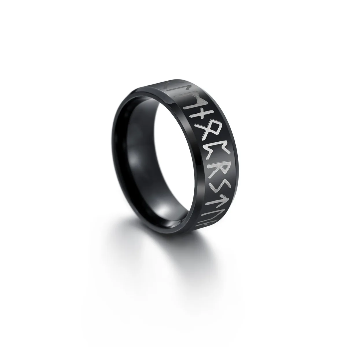 Men Ring Stainless Steel Fashion Style MEN Double Letter Rune Words Odin Norse Viking Amulet RETRO Rings Jewelry