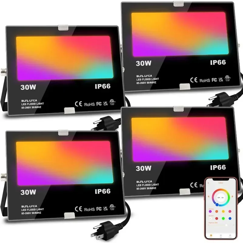 

Good LED Flood Light Outdoor 30W, 300W Equivalent 3000LM Smart RGB Landscape Lighting with APP Control, DIY Scenes - Timing NEW