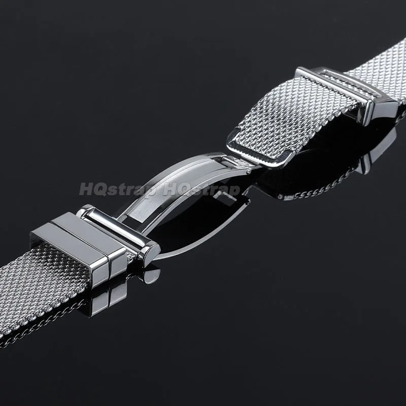 Milanese Mesh Watchband for IWC Pilot Stainless Steel Bracelet for Omega Folding Buckle Belt 20mm 22mm Universal Strap for Seiko view 4