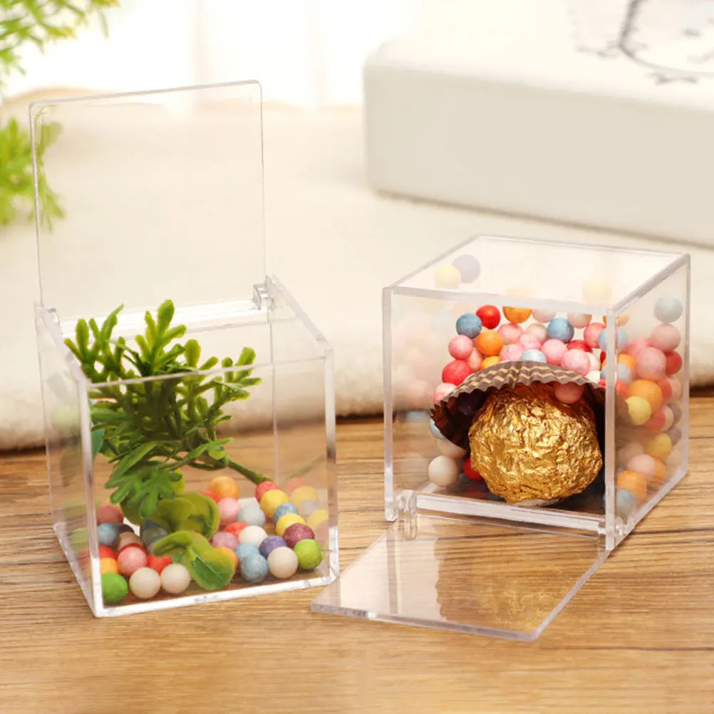 

Acrylic C y Boxes Transparent Square Containers for Party Gifts Storage Cases Jewelries Sweets Packaging Chocolate Box Clear