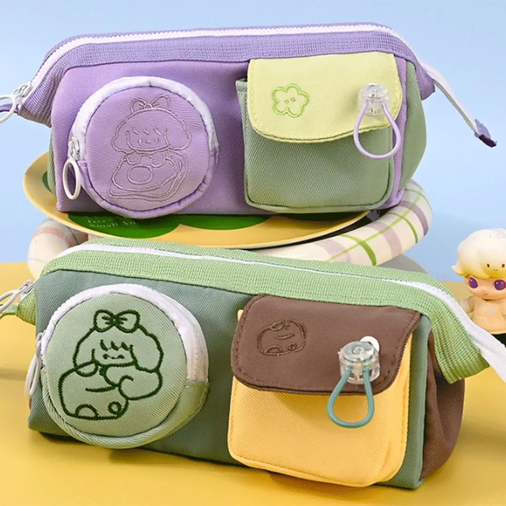 Durable Cute Pencil Bag Cartoon Simple Pencil Case Large-capacity Multifunctional Stationery Bag Elementary School Students