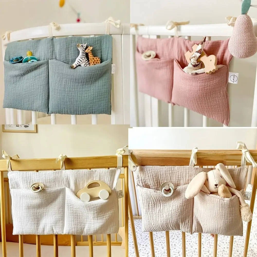 New 2 Pockets Crib Hanging Bag Multifunction Diaper Storage Storage Bag Convenient Infant Products Cot Bed Organizer
