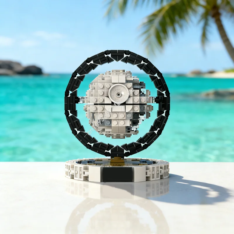 

644 детали MOC Star Battle SW: Набор для сборки космического корабля с круговой подставкой, конструктор, идея для подарка на Рождество