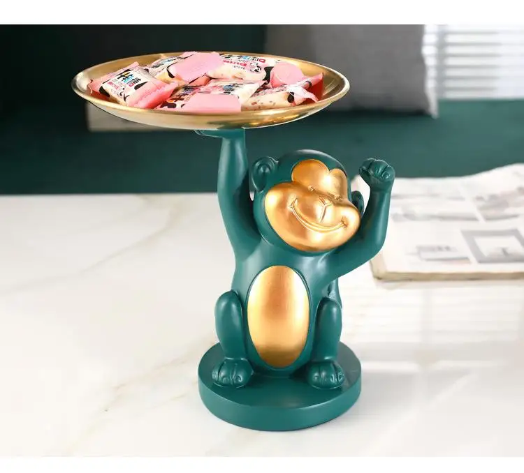 

Creativity Monkey Storage Tray Resin Crafts Simulation Animal Porch Coffee Table Desktop Ornaments Home Decoration Accessories