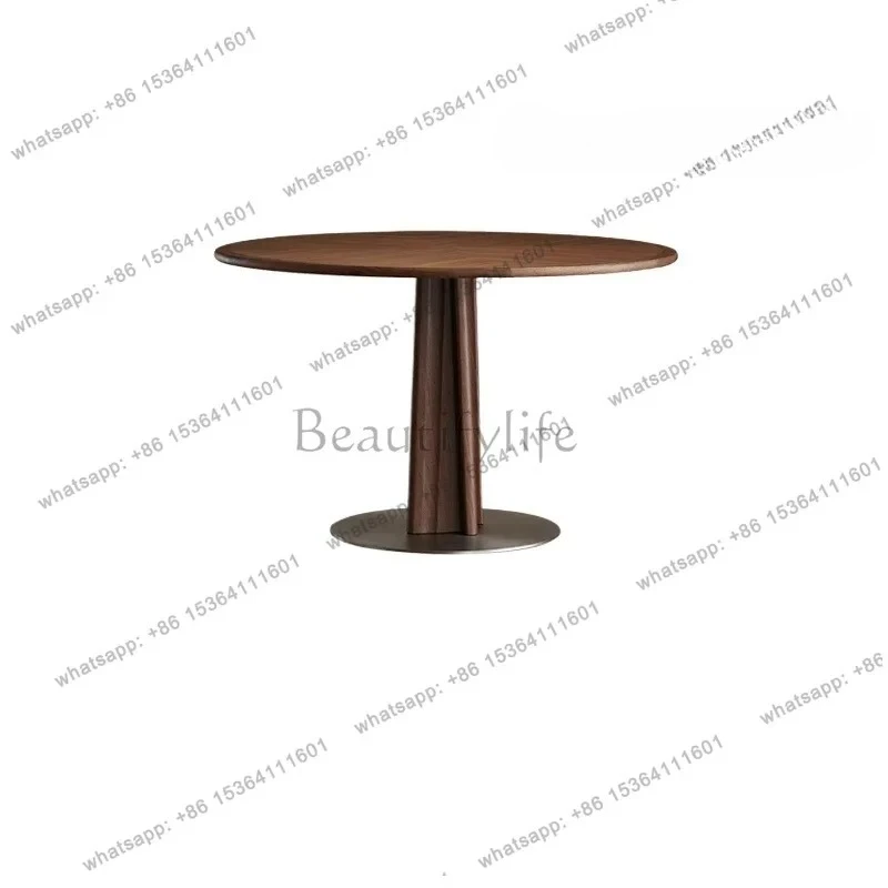 Круглый обеденный стол из цельного дерева в стиле ретро, итальянский паркет из черного ореха, домашний обеденный стол, французский круглый стол Decoración Hogar