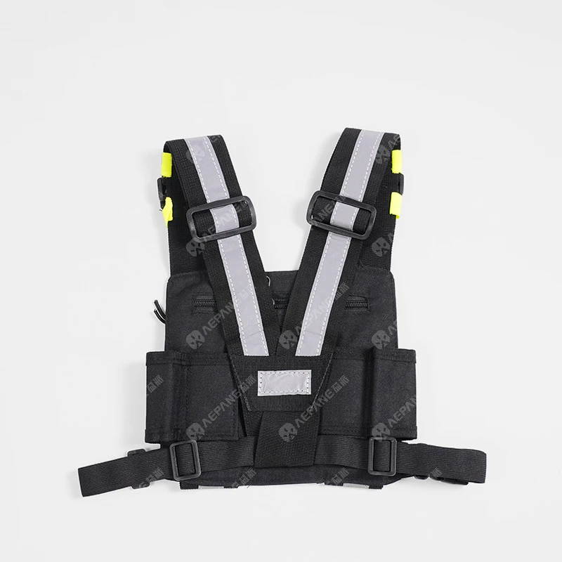 Walkie Talkie Chest Bag Tactical Chest Pack Radio Pouch Adjustable Straps Reflective Strips for Security Police Fire Worker view 5