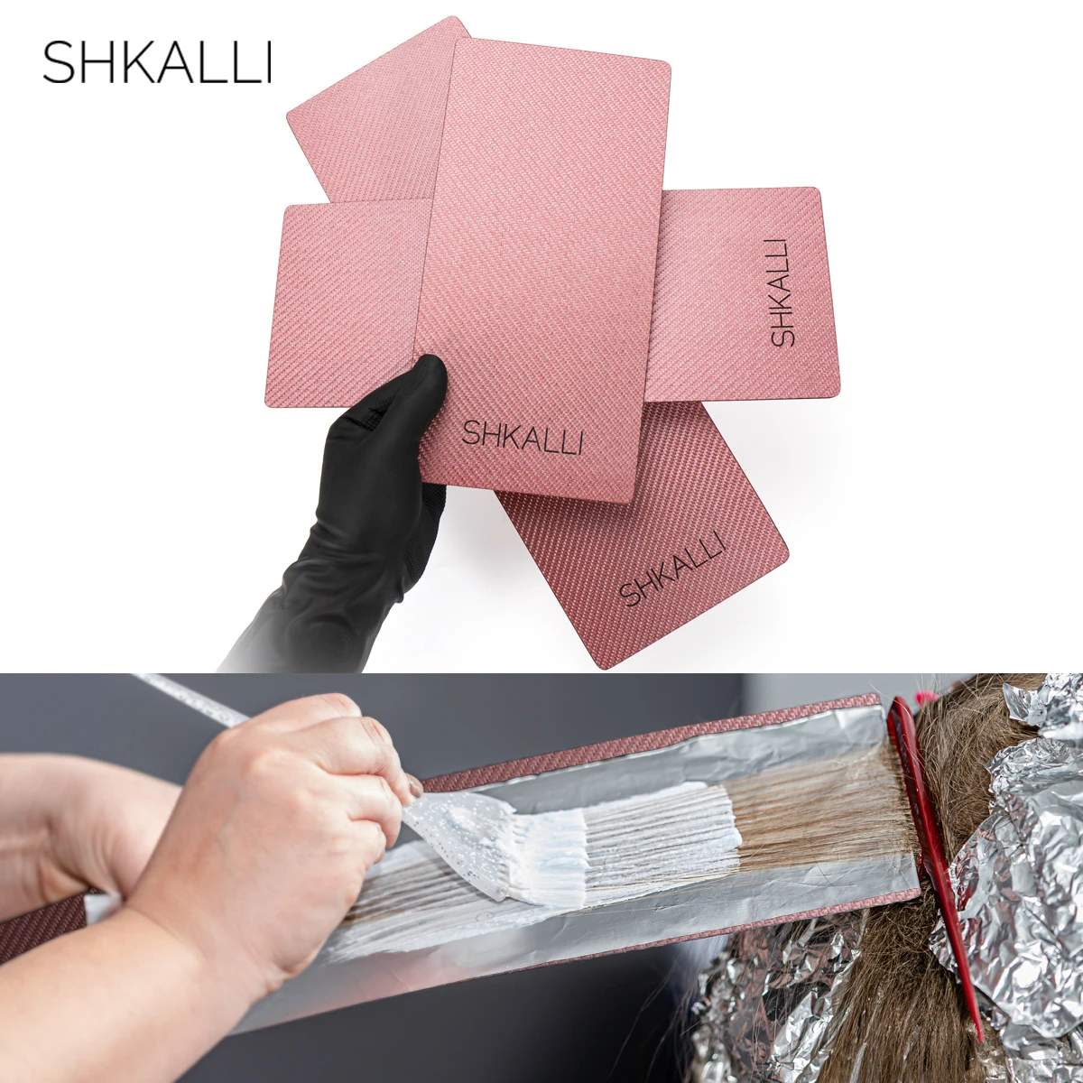 

SHKALLI Professional Carbon Fiber Balayage Board Set,Lightweight Hairdressing Tin Foil Colouring Boards.(Pink Set)