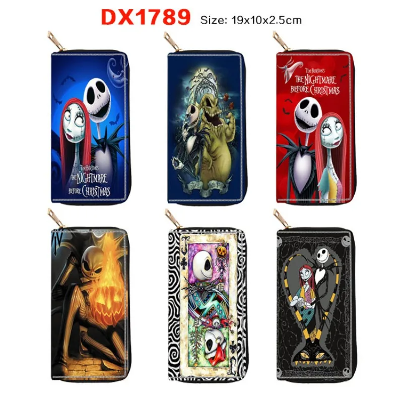 Unique Disney Cartoon The Nightmare Before Christmas Wallet Skeleton Jack Sally Print Multifunctional Long Wallet Women\'s Clutch