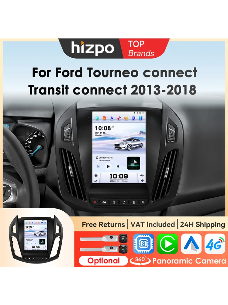 Hizpo 9.7'' Inteligentne Systemy Samochodowe do FORD Transit / Tourneo Connect 2013 - 2018 z Pionowym Ekranem, Radio Multimedialne, Bezprzewodowy Carplay — 2