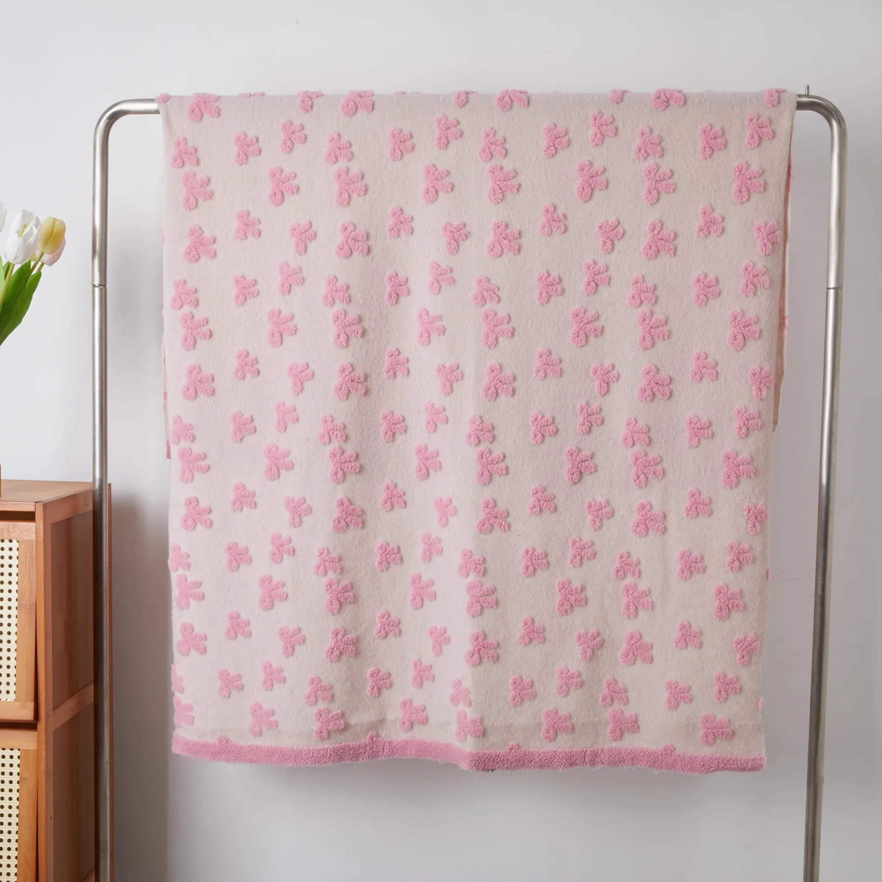 

1yard Knitted imitation wool fabric 3D Butterfly Knot Jacquard tissu jackets vests cloaks home DIY fabric for clothing