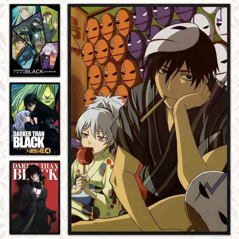 Darker than Black Sci Fi Mystery Anime Dark Noir Action Poster Decorative art prints for the home, holiday gifts, unframed