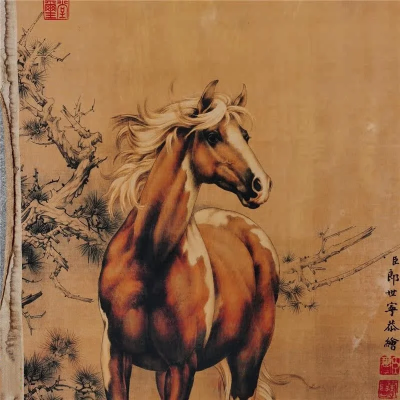 Antique China Old Paper Painting galloping horses patterns home living room office wall decoration hanging paintings murals