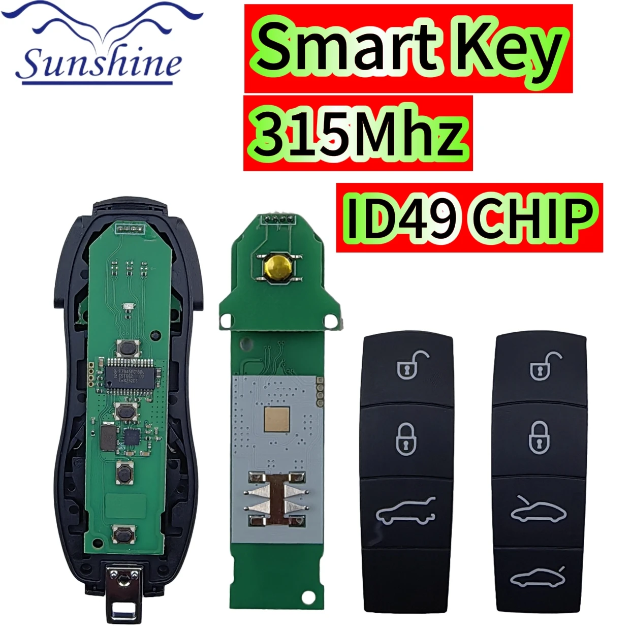 

FCC KR55WK50138 ID49 CHIP PCF7945P 315MHz Keyless Go Car Remote Key For Porsche Macan Panamera Cayenne 718 911 Boxster 2010-2018