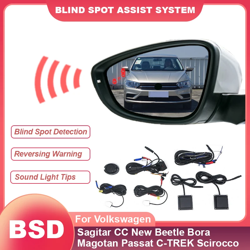 Car BSD BSM BSA light Alarm Blind Spot Detection System For Volkswagen Sagitar CC New Beetle Bora Magotan Passat C-TREK Scirocco