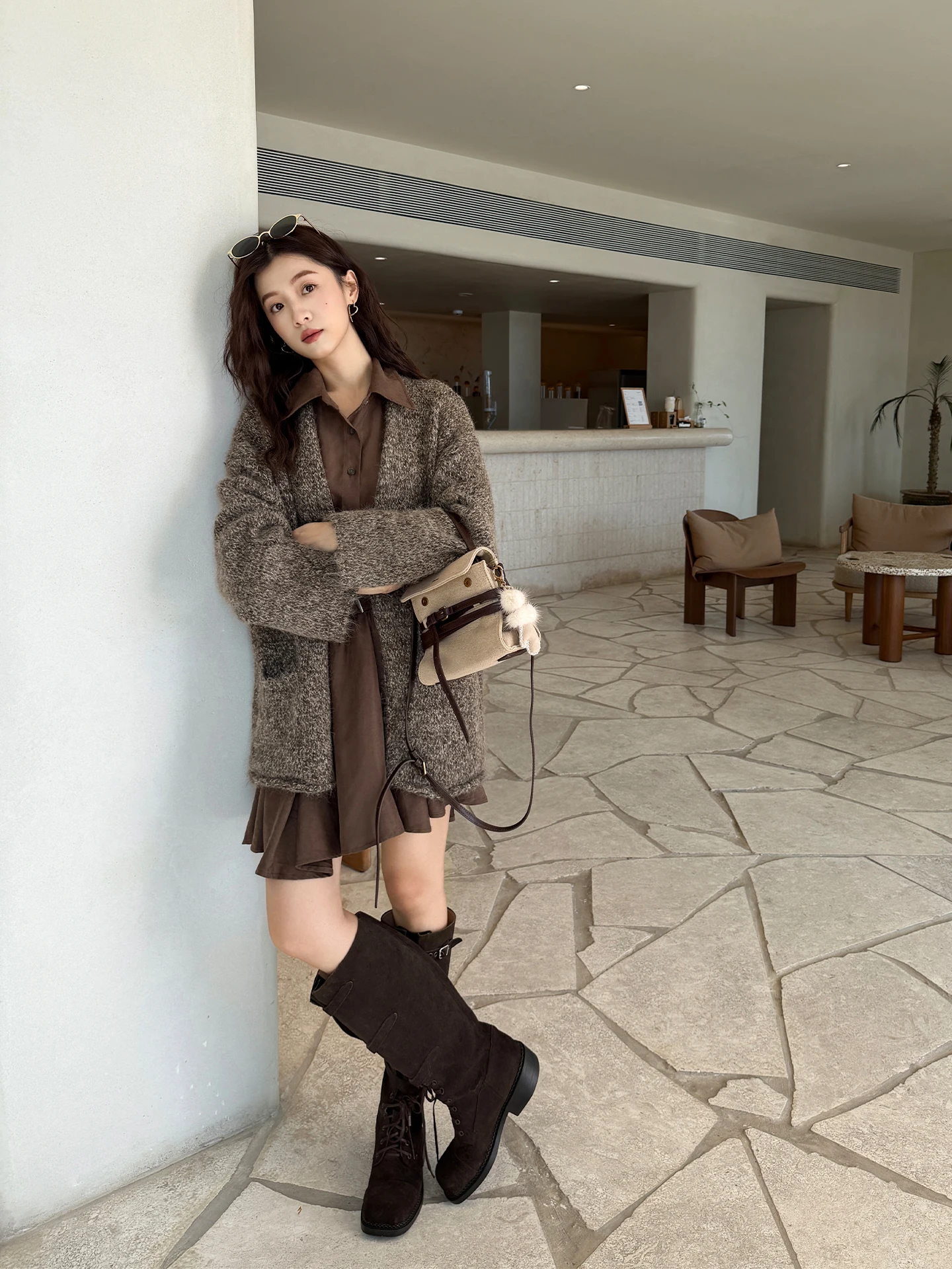 

Вязаный кардиган Thiened с V-образным вырезом, свободного кроя, универсальный, открытый, зимний, новый, повседневный, для работы и отдыха