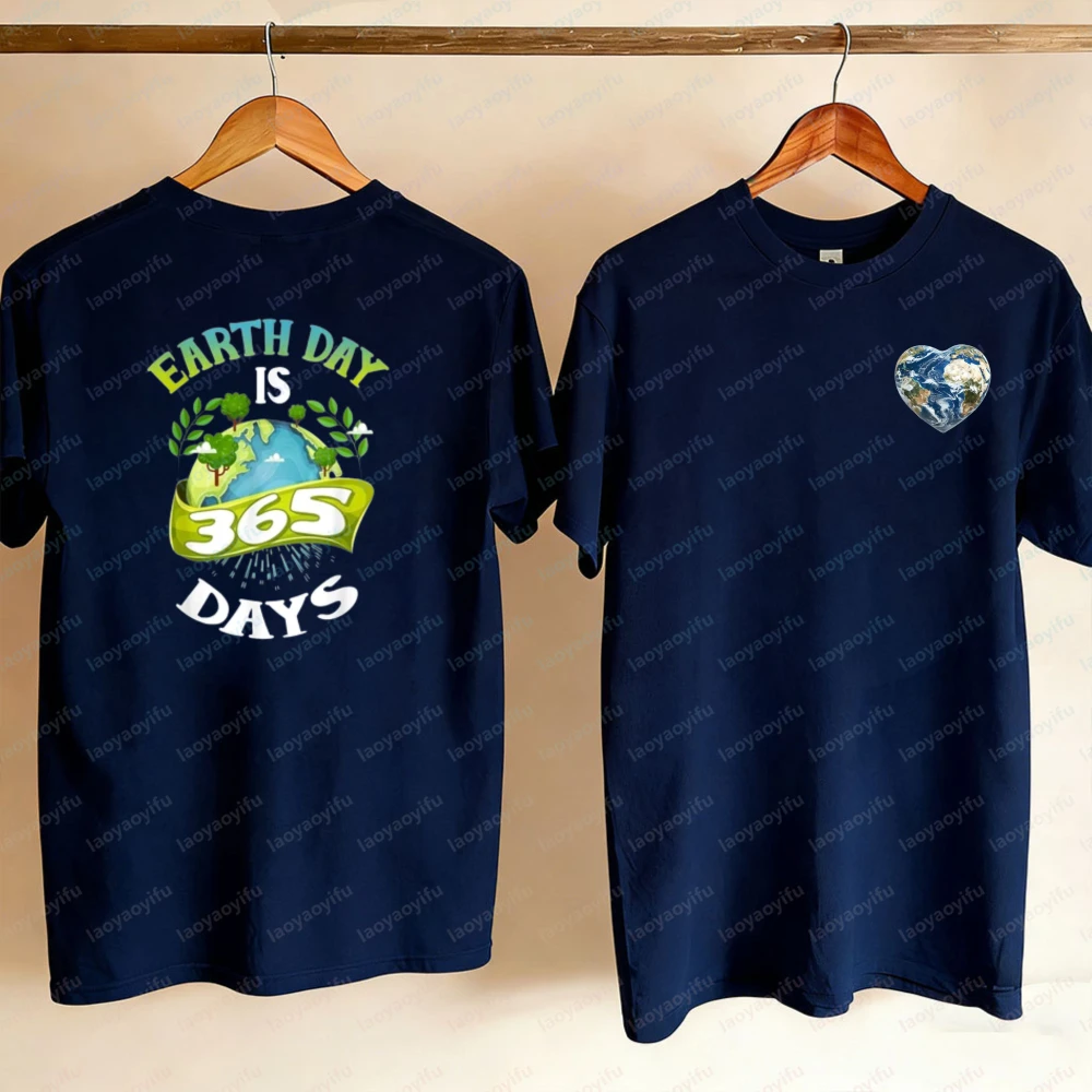 Vintage Earth Day Is 365 Days Climate Change Global Warming Gift Unisex Cotton T-Shirt Graphic T Shirts Goth Women Clothes Tops
