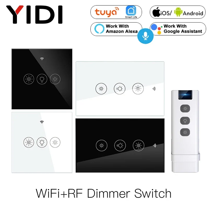 Tuya-インテリジェント調光スイッチ,wifi,rf,2/3ウェイ,マルチコントロール,リモートコントロール,Google音声コマンドで動作