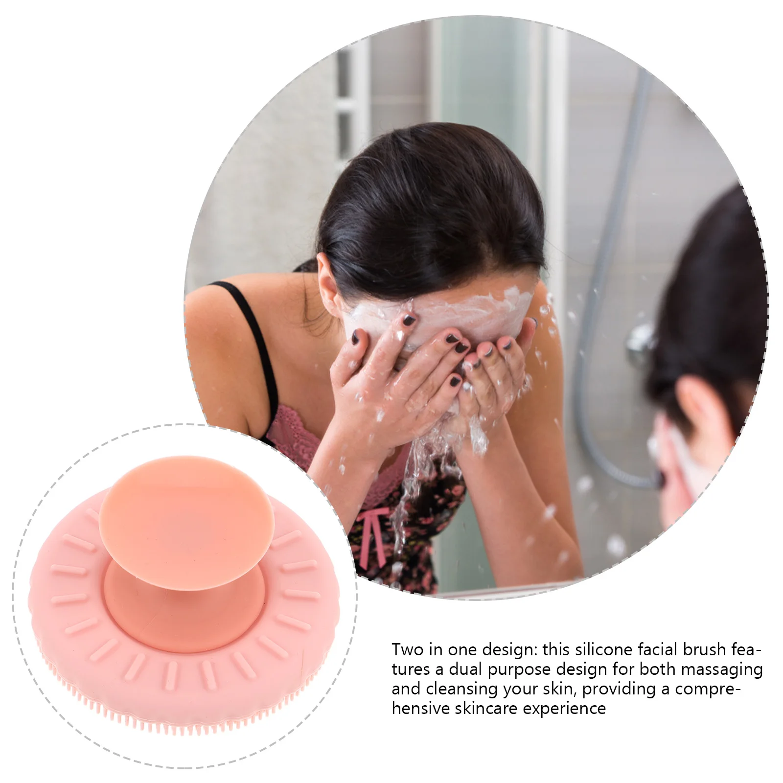 

2 In 1 Silicone Facial Soft Manual Face Scrubber Deep Cleansing Skin Care Exfoliator Replaceable Brush Head Portable Skincare