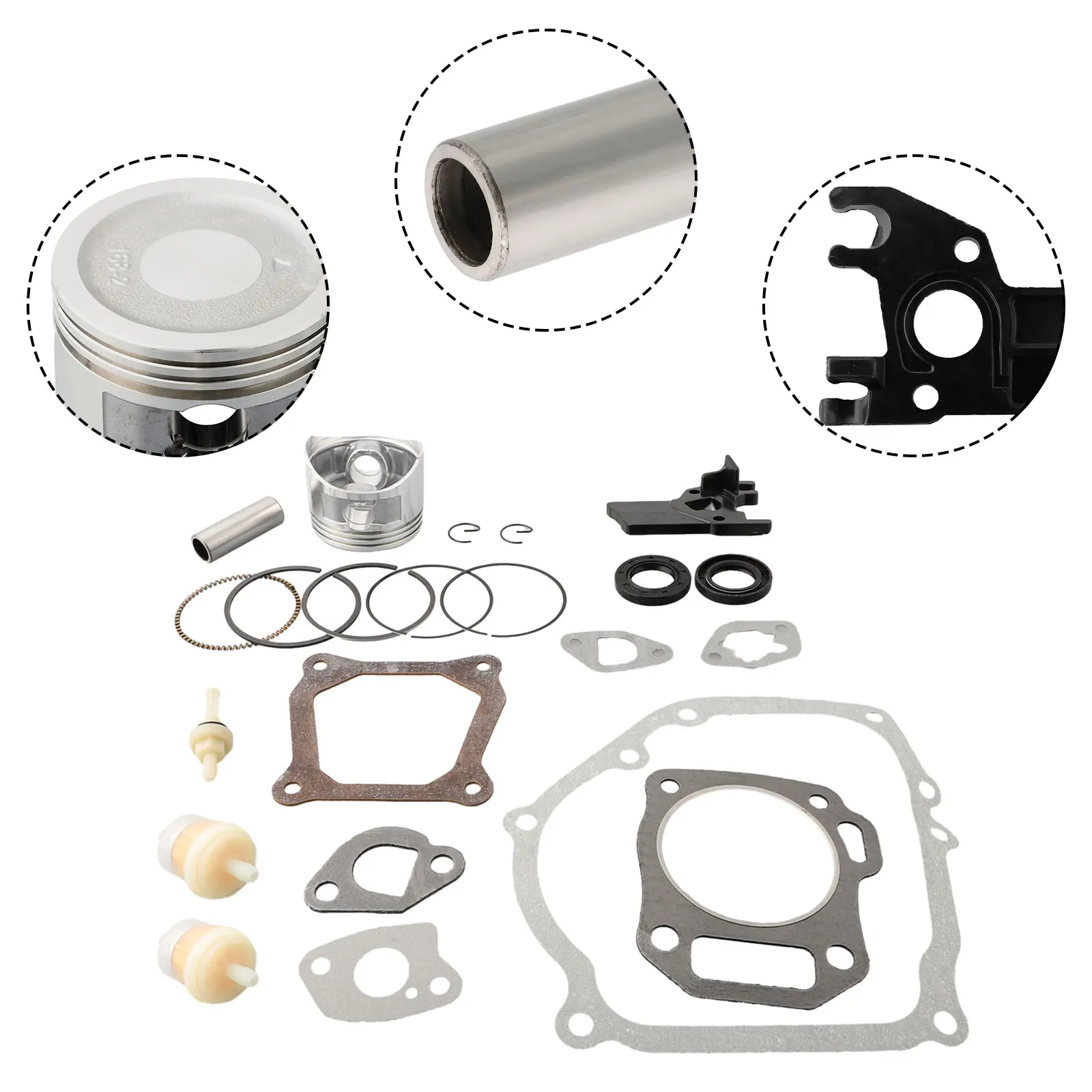 Small Engine Rebuild Package for GX200 5.5HP 6.5HP Featuring For Piston Rings Cylinder Gasket Crankcase Cover Gasket and Filters