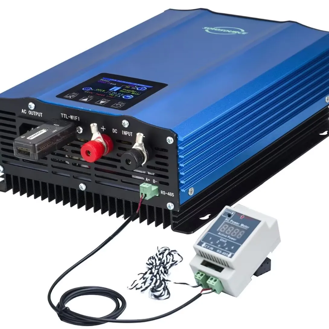 1000W 1200W Grid Solar Micro Inverter with LCD Display MPPT Technology Pure Sine Wave Output Adjustable Battery Power Limiter