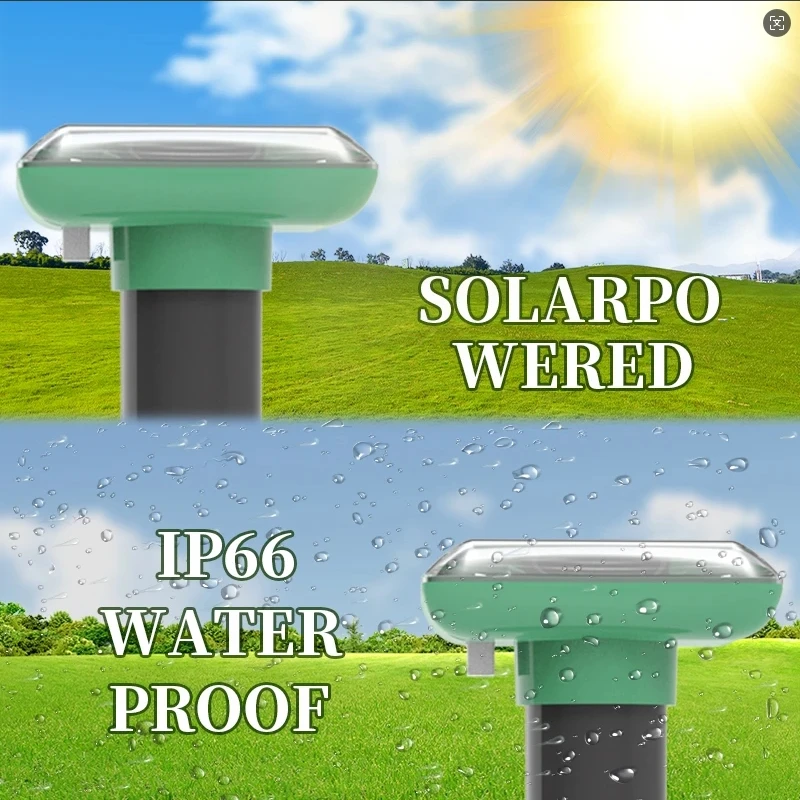 Ultraschall-Solar-Maulwurf- und Schlangenvertreiber für den Außenbereich mit Summer und Vibration, Vertreiber für Gopher und Mäuse für Garten, Bauernhof, Obstgarten, Terrasse – Detail 4