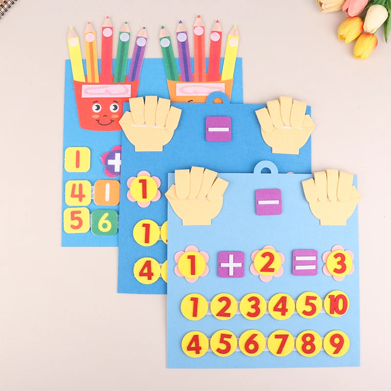 Telspeelgoed voor peuters, viltbordvingerwiskunde, leer berekening Montessori-activiteit voor de kleuterschool