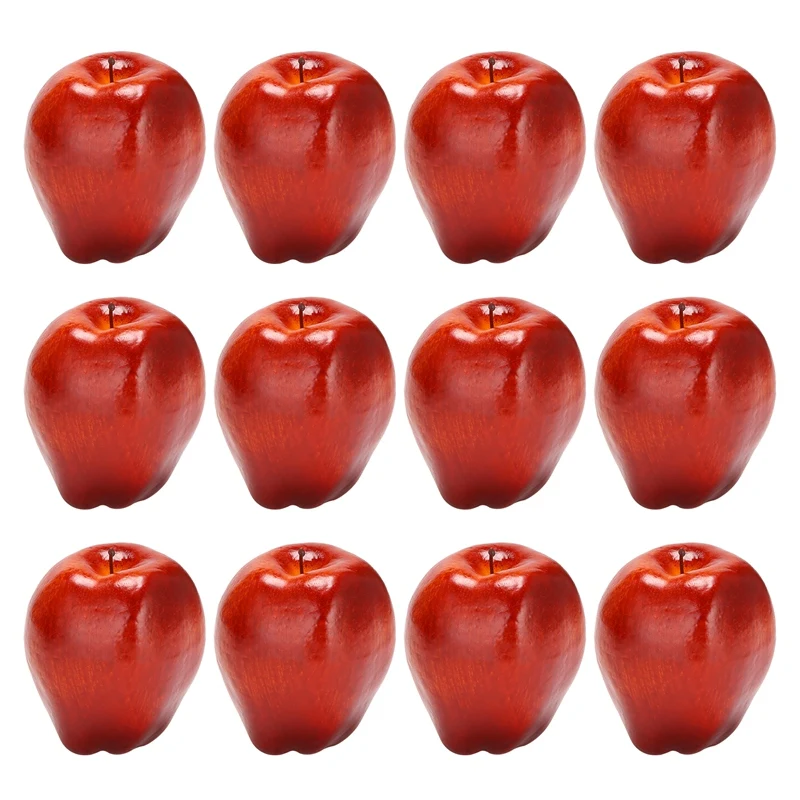 12 Pcs Fake Fruit Apples Artificial Apples Lifelike Simulation Red Apples Home House Decor for Still Life Kitchen Decor