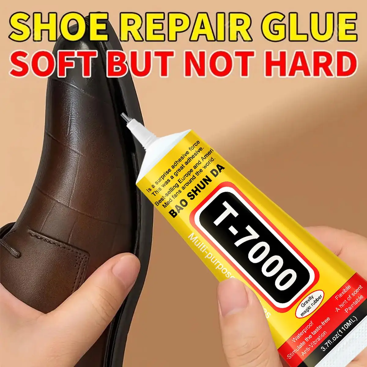 B7000 Clear Adhesive, T7000 Black Adhesive, Shoe Repair Specialty Glue Suitable for leather shoes, athletic shoes,