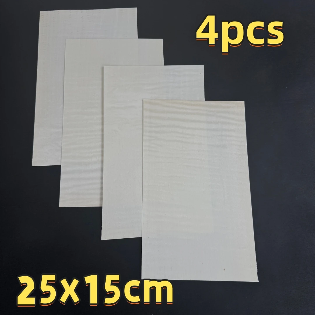 

4pcs Natural Dyed White Maple Curly Wood Veneer Sheet 0.5mm Thick 25x15cm For Guitar Furniture Inlay DIY Craft.