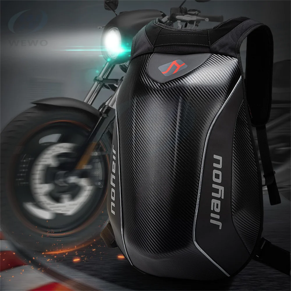 

35L Motorcycle Bag Waterproof Motorcycle Backpack Carbon Fiber Motocross Racing Riding Helmet Bag Motorbike Hard Shell Backpacks