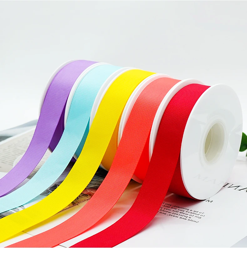 Lazo de Grosgrain de Color sólida de 9mm/16mm/25mm/38mm/75mm, 10 yardas, embalaje de regalo, materiales de decoración para boda hecho a mano DIY