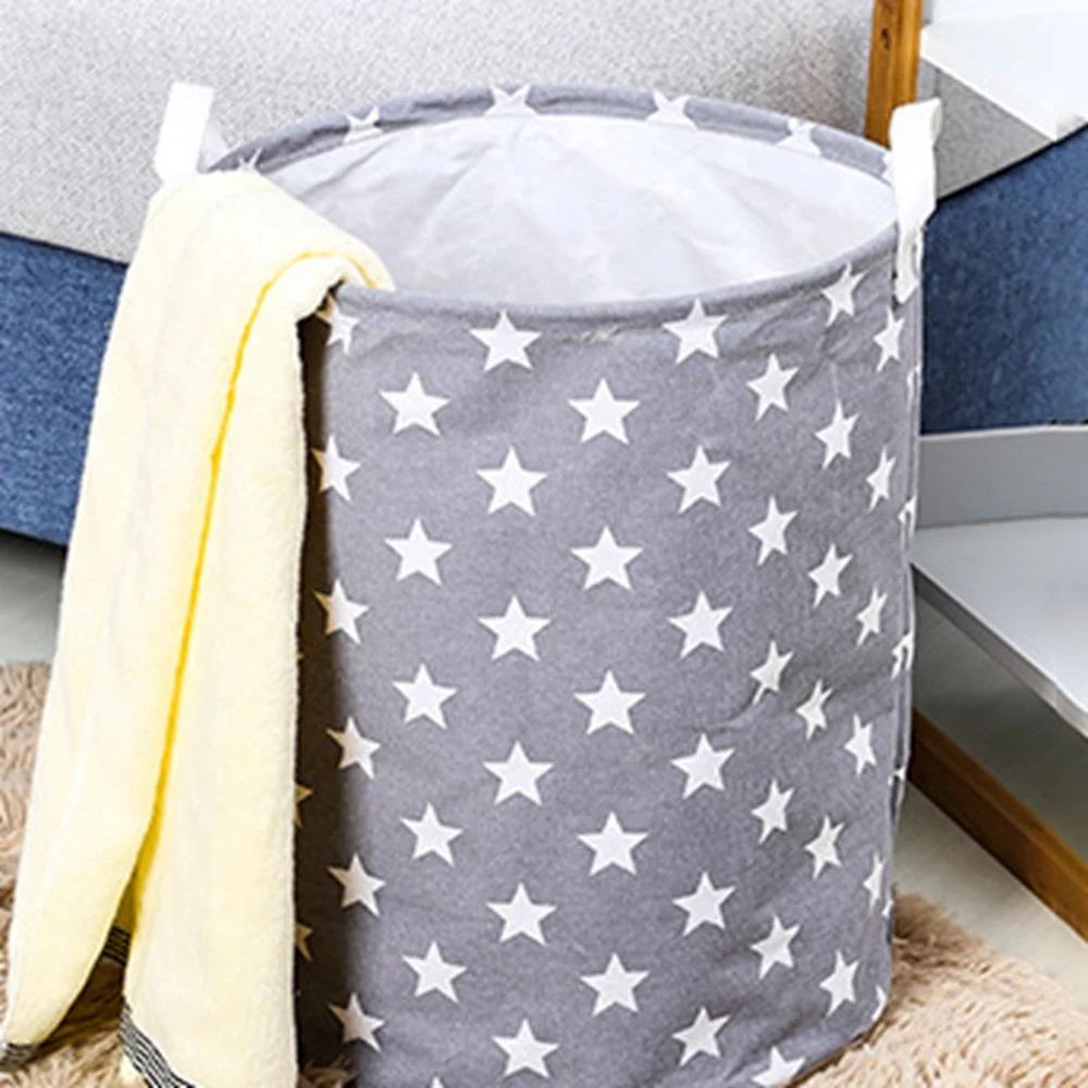 Waterproof Collapsible Extra Large Drawstring Clothes Hamper Storage with Handle with Stylish Stars Design(B)