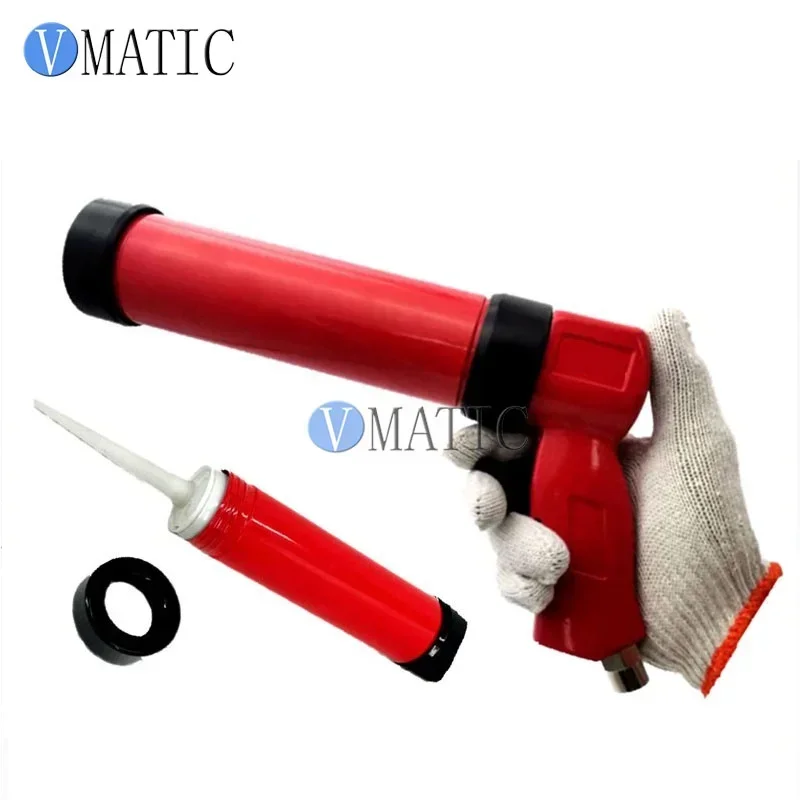 Free Shipping Pneumatic Caulking Glass Glue Caulking Gun 310ml/cc 1Pc + Plastic Cartridge 1Pc