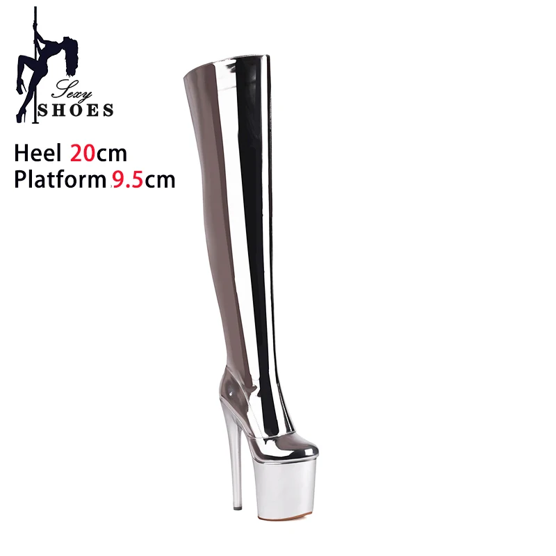 Fetish Platform Over The Knee Boots 8Inch Women 20cm Thin Heels Nightclub Stripper Heels Boots Mujer Thigh High Catwalk Shoes