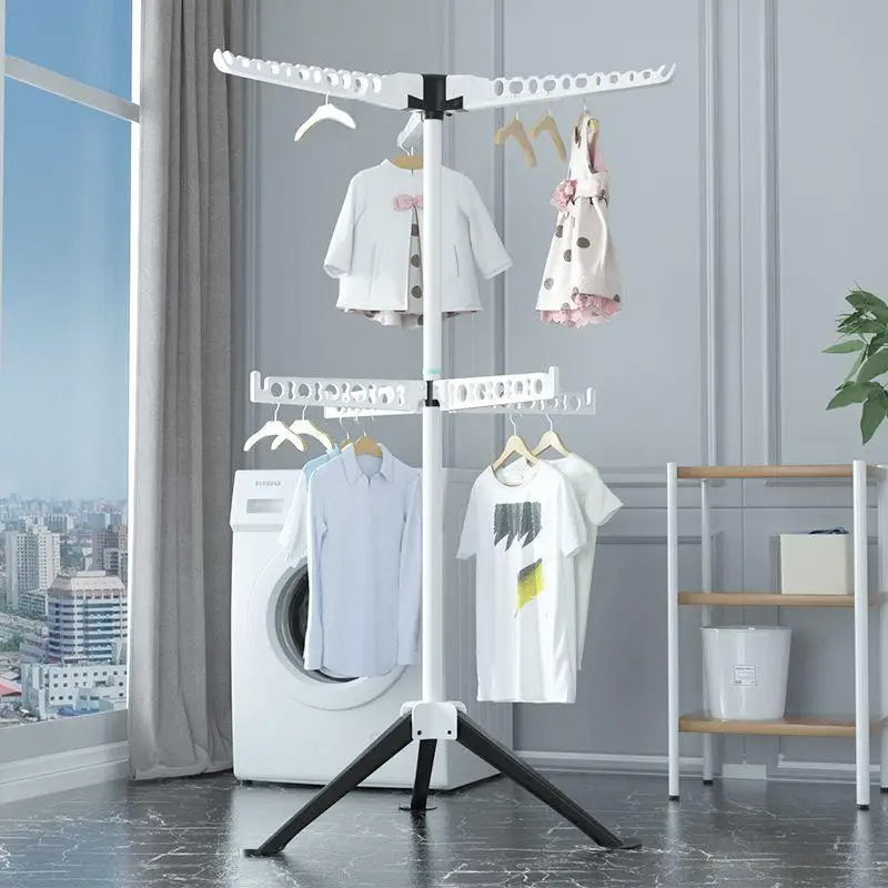 Foldable clothes drying rack Floor-to-ceiling vertical clothes drying rod Balcony Home rental room Stainless steel clothes