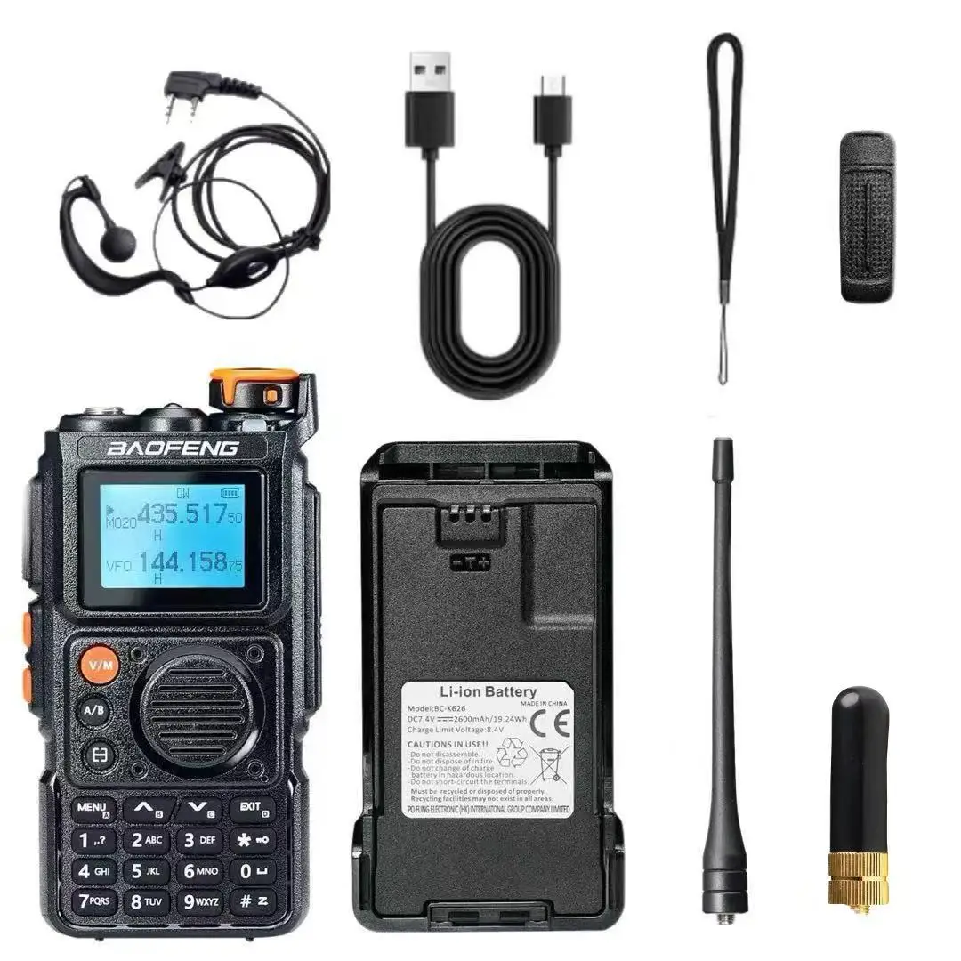 宝峰 BF-K6 5W デュアルバンド無線機 Type-C充電 UHF VHF DTMF FM スクランブラー NOAA ワイヤレストランシーバー 周波数 双方向 CB無線