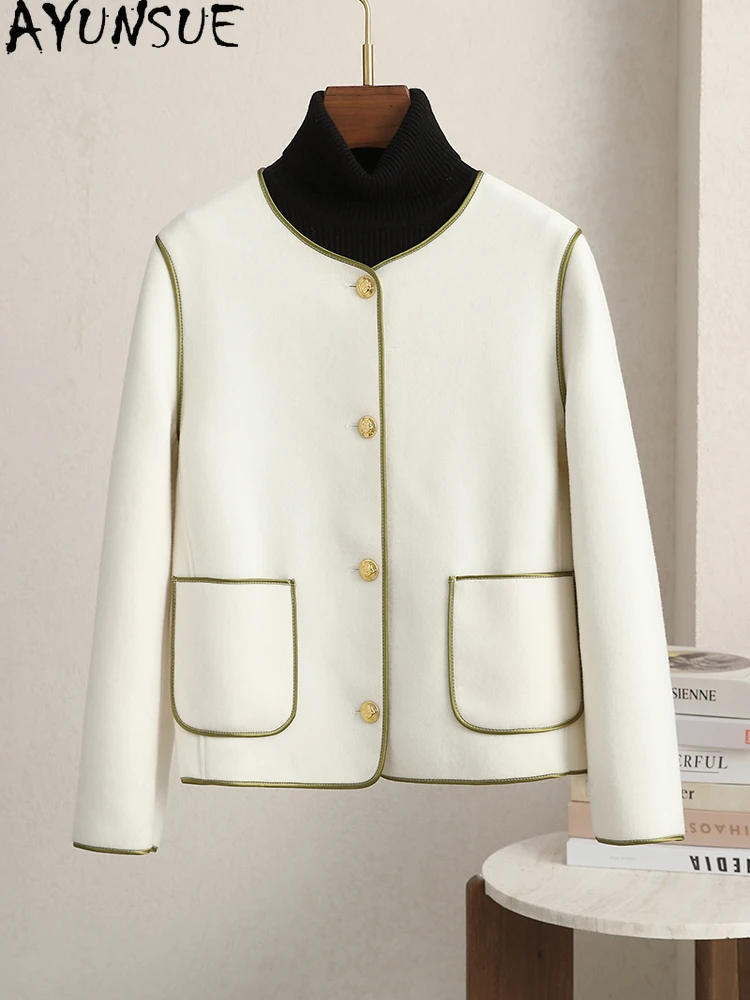 

AYUNSUE 100% Natural Wool Women's Jacket 2025 Spring Autumn Fur Jacket Woman Clothes Elegant New in Outerwears Ropa Para Mujer