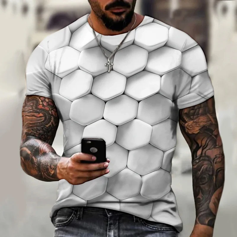 Best Choice Strong Metal Print T-shirt Men O-neck Short Sleeve Tops Abstract Harajuku Streetwear Dragon Scales Lightweight Shirt