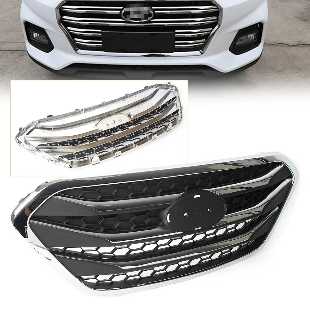 Car Front Grille Upper Radiator Hood Grill For Hyundai Tucson ix35 2013 2014 2015 2016 With Emblem logo