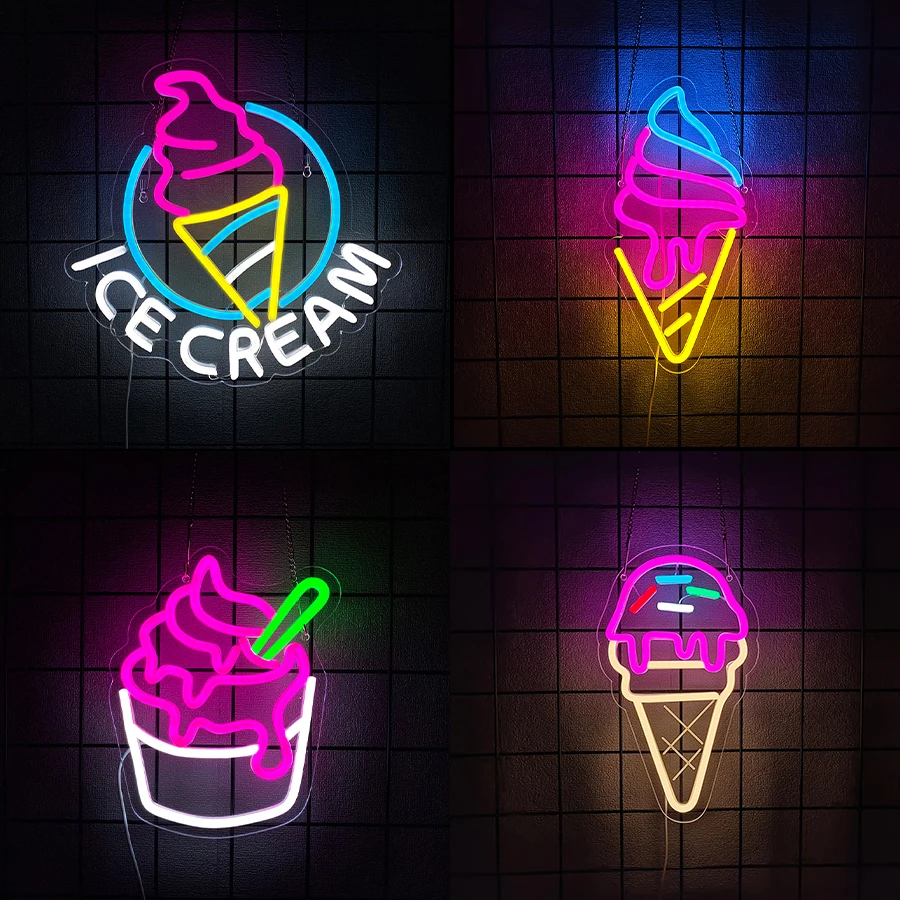 Ice Cream Neon Sign For Wall Decor, Led Neon Light Up Signs For Ice Cream Shop,Birthday Christmas Party,Bedroom,Bar,Drink Shop