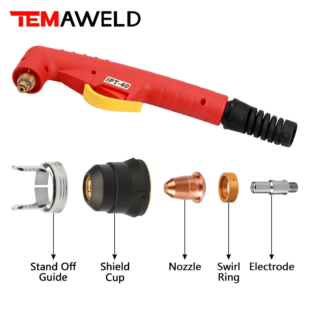 TEMWELD PT40 PT-40 IPT40 IPT-40 Plasma Torch Head body Plasma cutting Gun Without High Frequency consumable 1set cutting torch