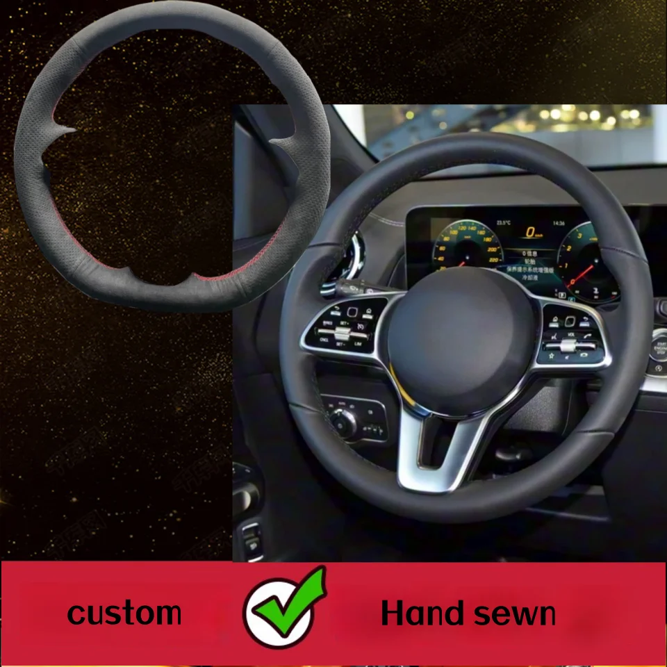 

Customized Hand-stitched Suede Leather Car Steering Wheel Cover For Mercedes Benz A Class 2019-2020 GLC GLB 2020 CLS 2018-2020