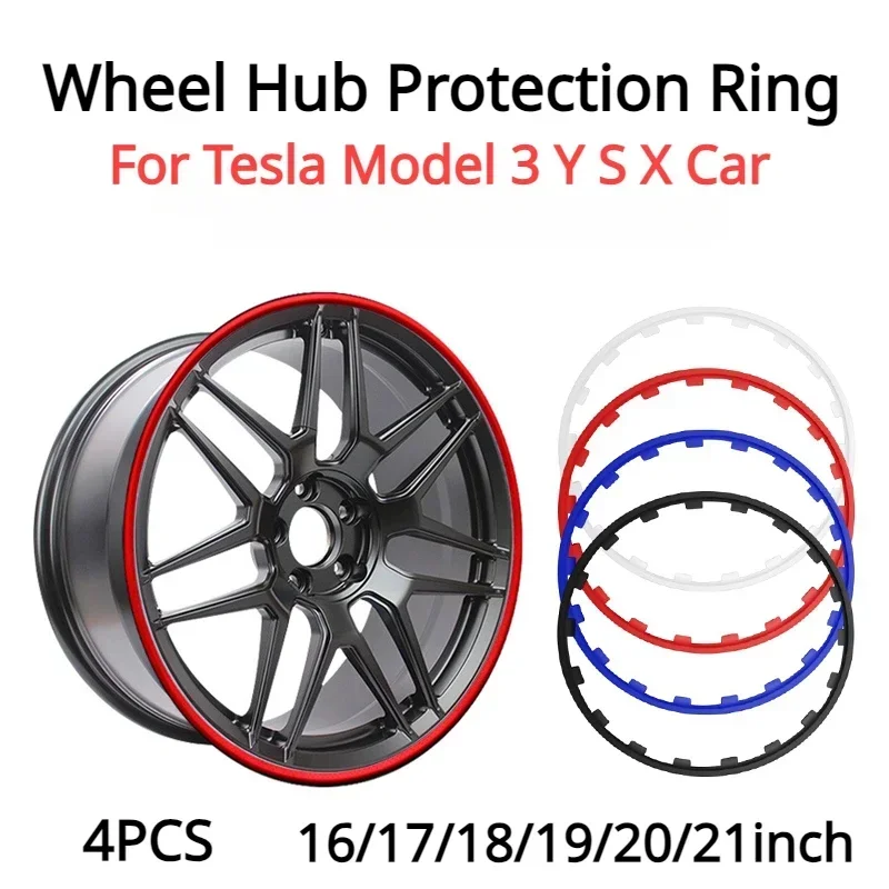 

For Tesla Model 3 Y S X 2019-2023 Car Wheel Hub Protection Ring Rims Ring Protectors Vehicle Wheel Rims Guard Strips Decoration